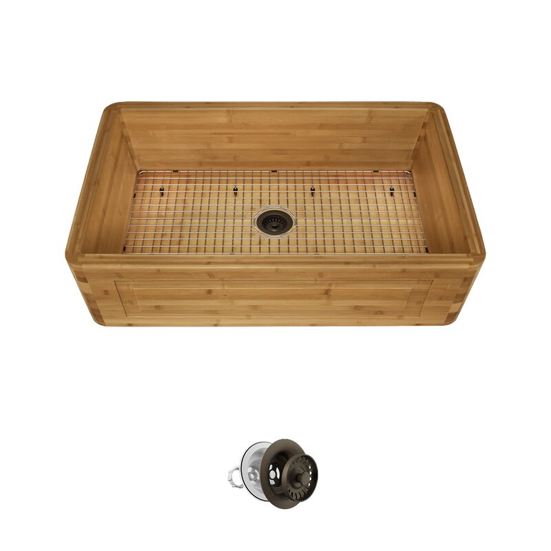 MRDirect Bamboo 33" x 18" Farmhouse/Apron Kitchen Sink | Wayfair